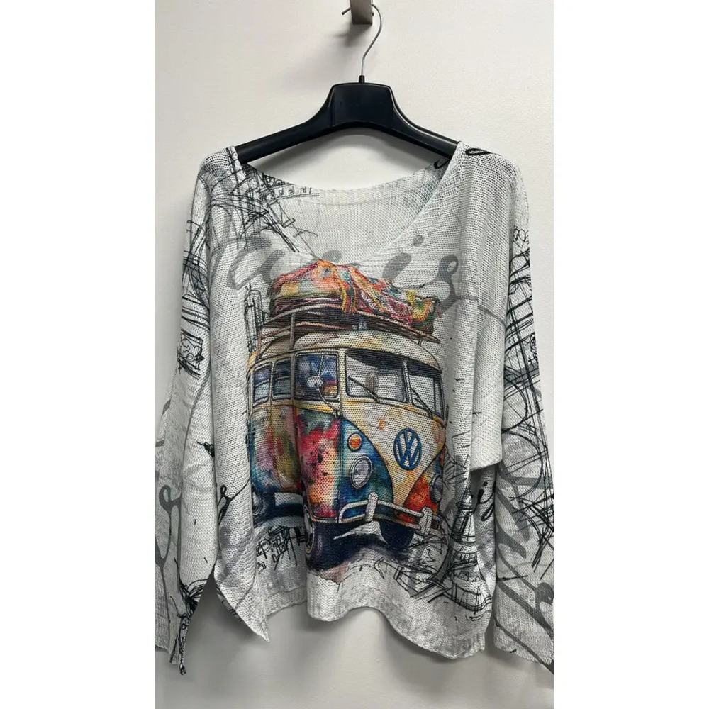 L42 Loowie Van Multicolor Round Printed Sweater One Size